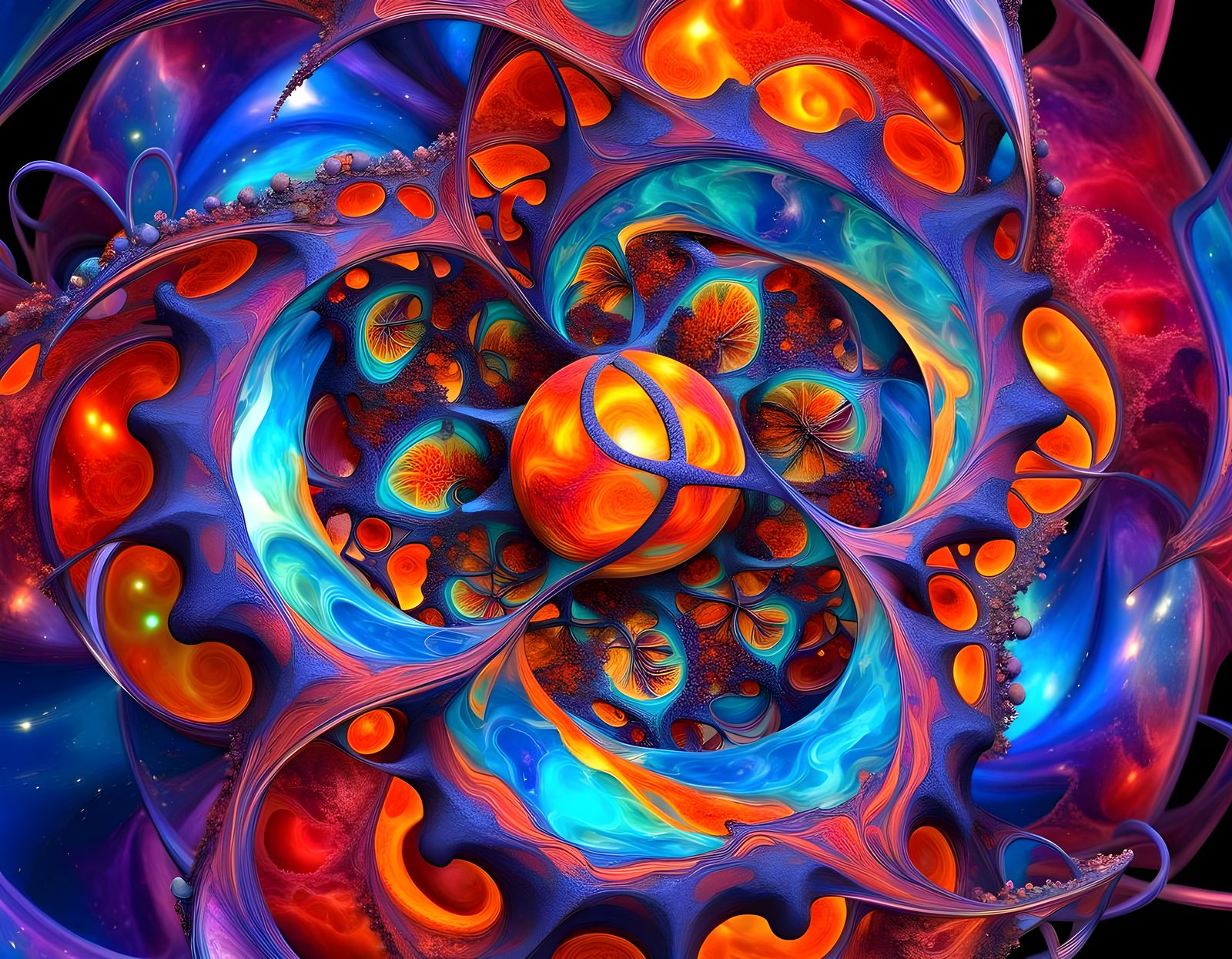 Abstract Interwoven Tori in Glowing Geodesic Geometry