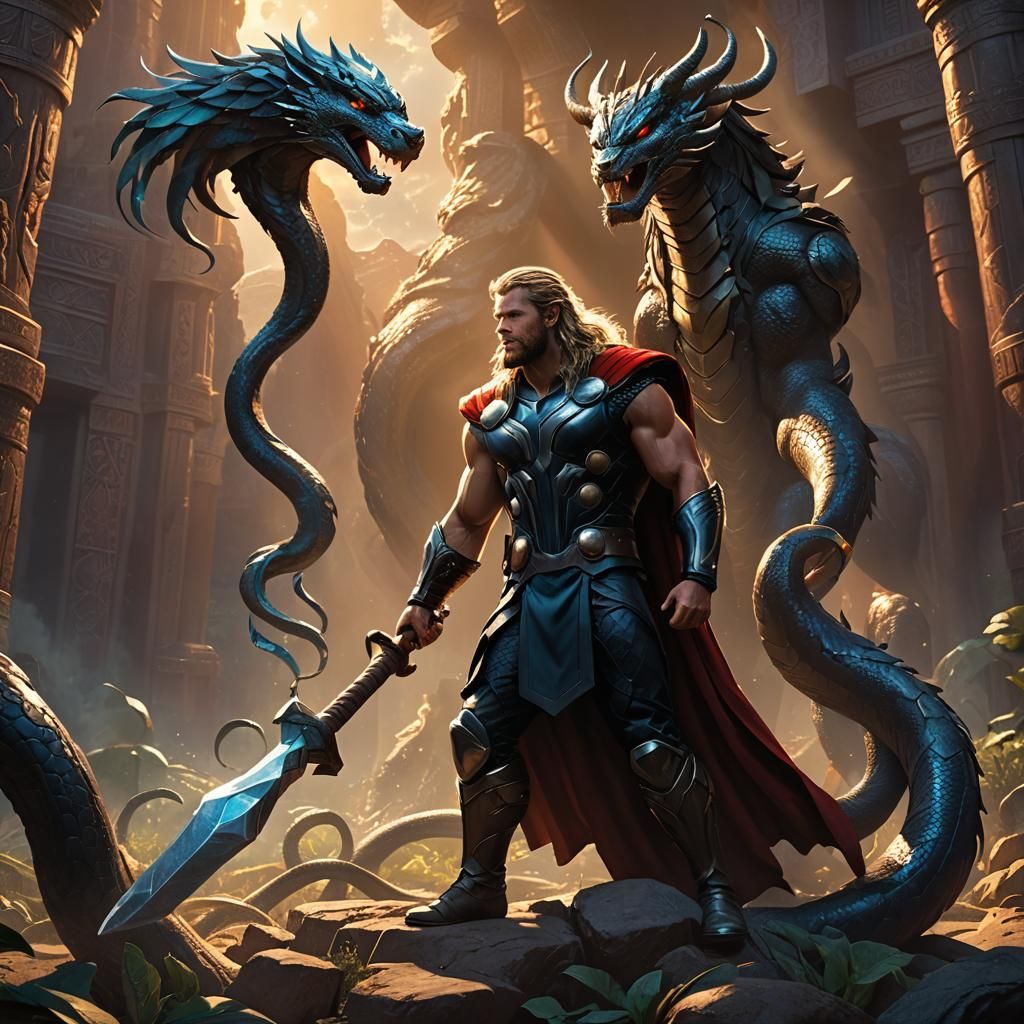 Thor and Cobra in Fantasy Matte Painting