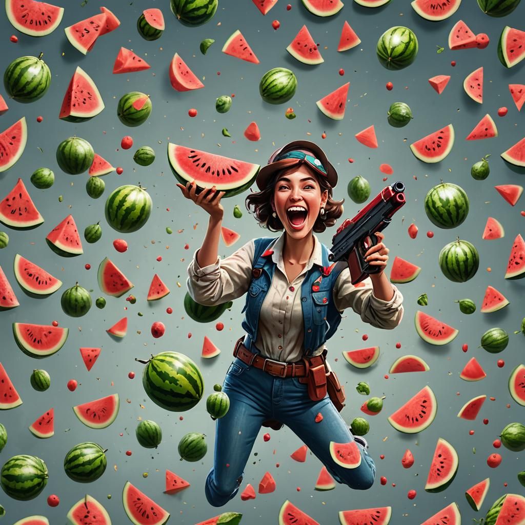 Woman with Watermelon Gun: Fantasy Concept Art