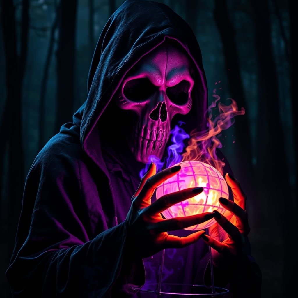 Grim Reaper Emerges from Dark Forest