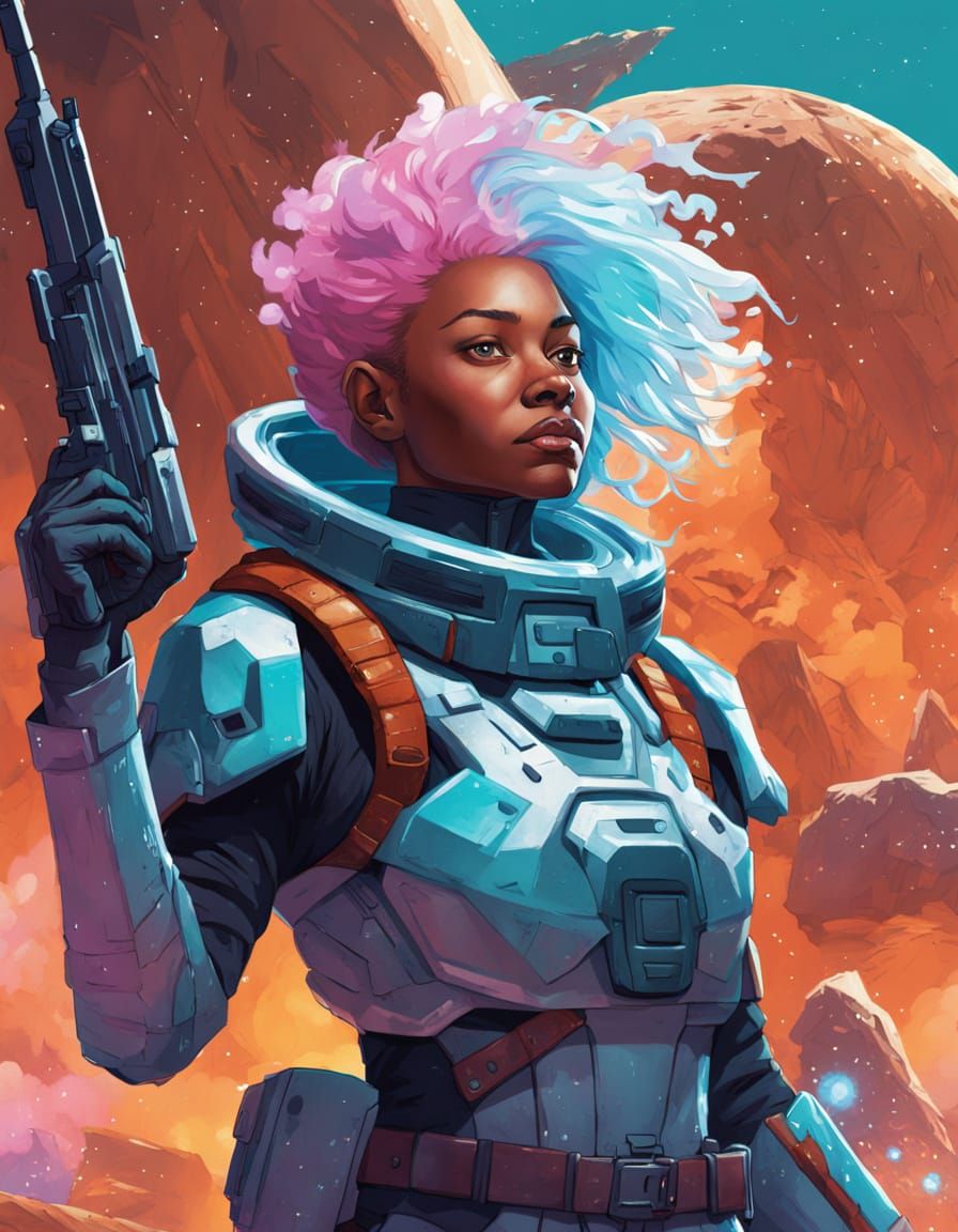 Alien Female Portrait in Sci-Fi Digital Painting Style