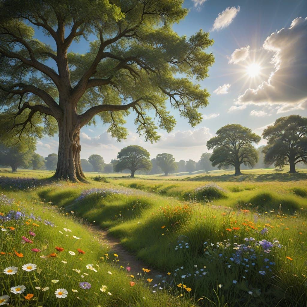 Serenity in a Sunlit Meadow