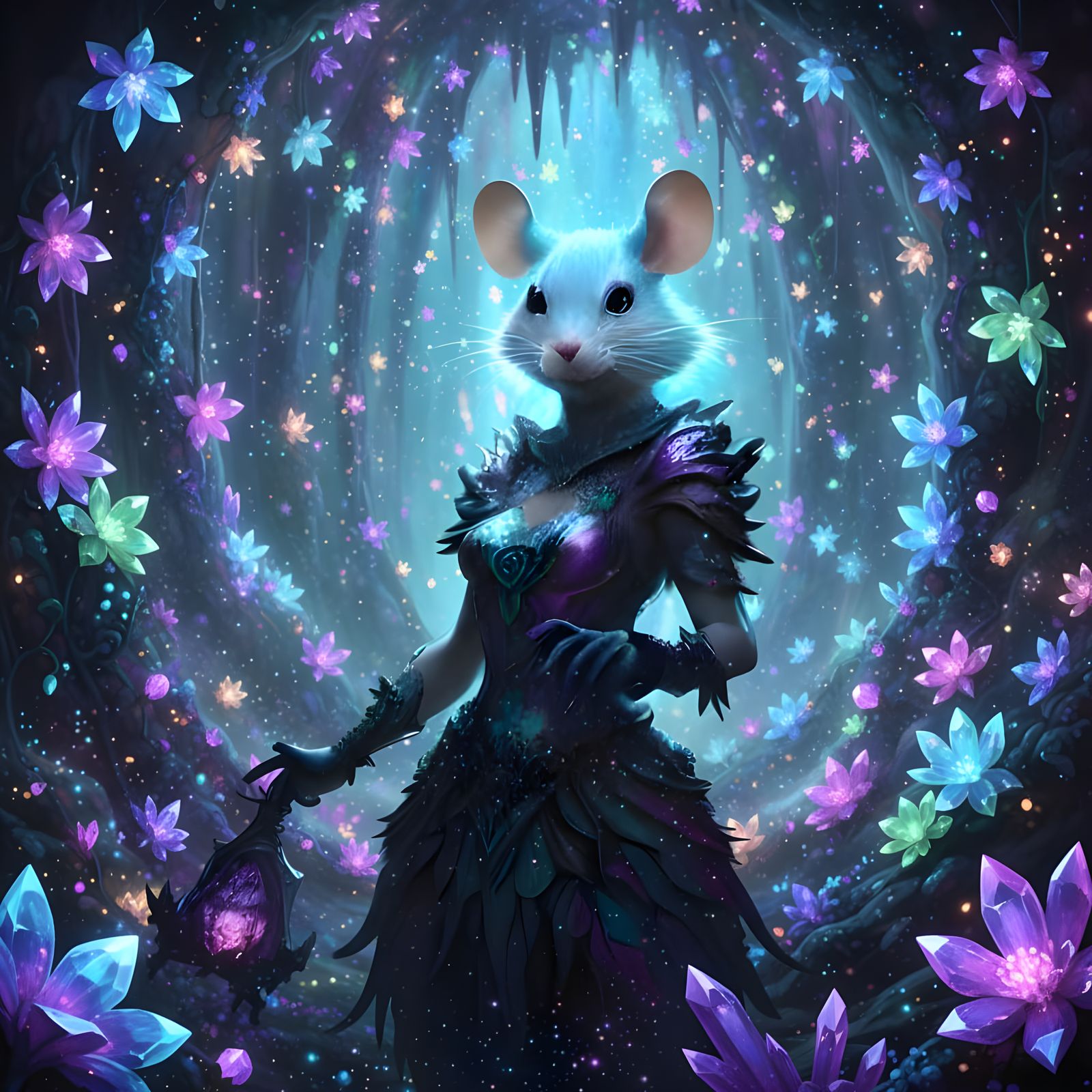Otherworldly Mouse-Rat in Fairy Dusted Crystal Cave