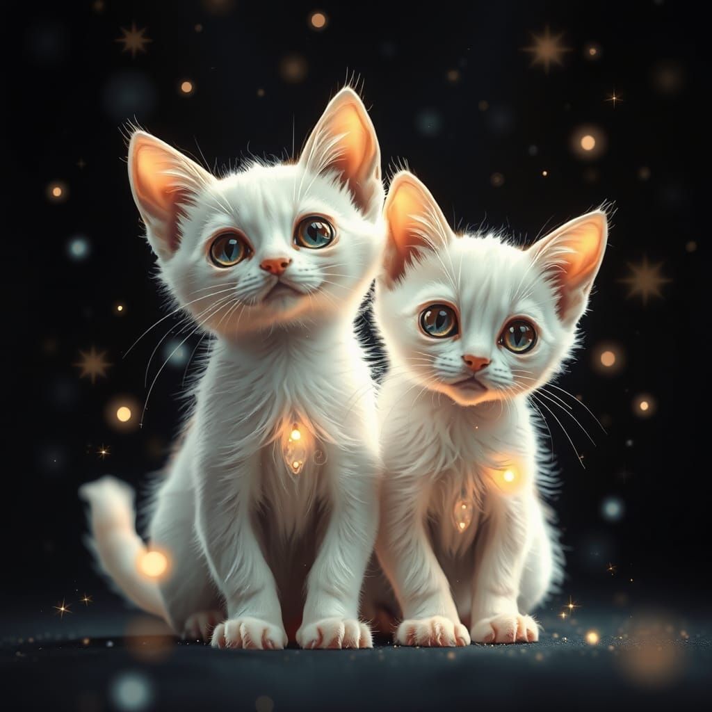 Space Kittens in Ethereal Pastel Light
