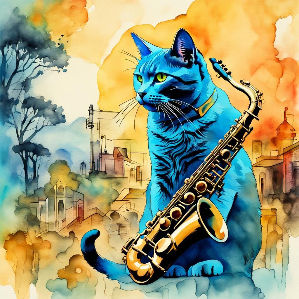Cats Playing Jazz in Surreal Expressionism