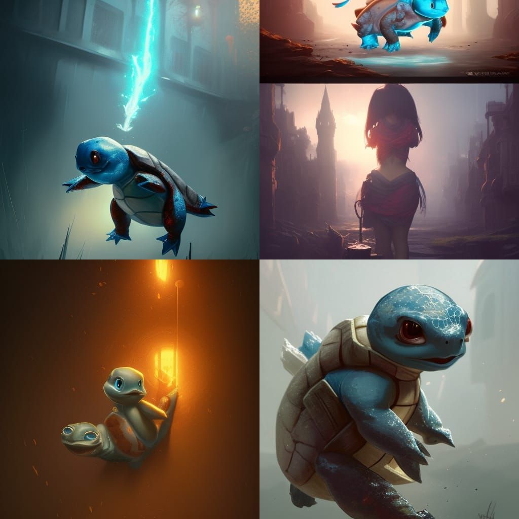 Squirtle in Dark Fantasy Style, 8k Resolution
