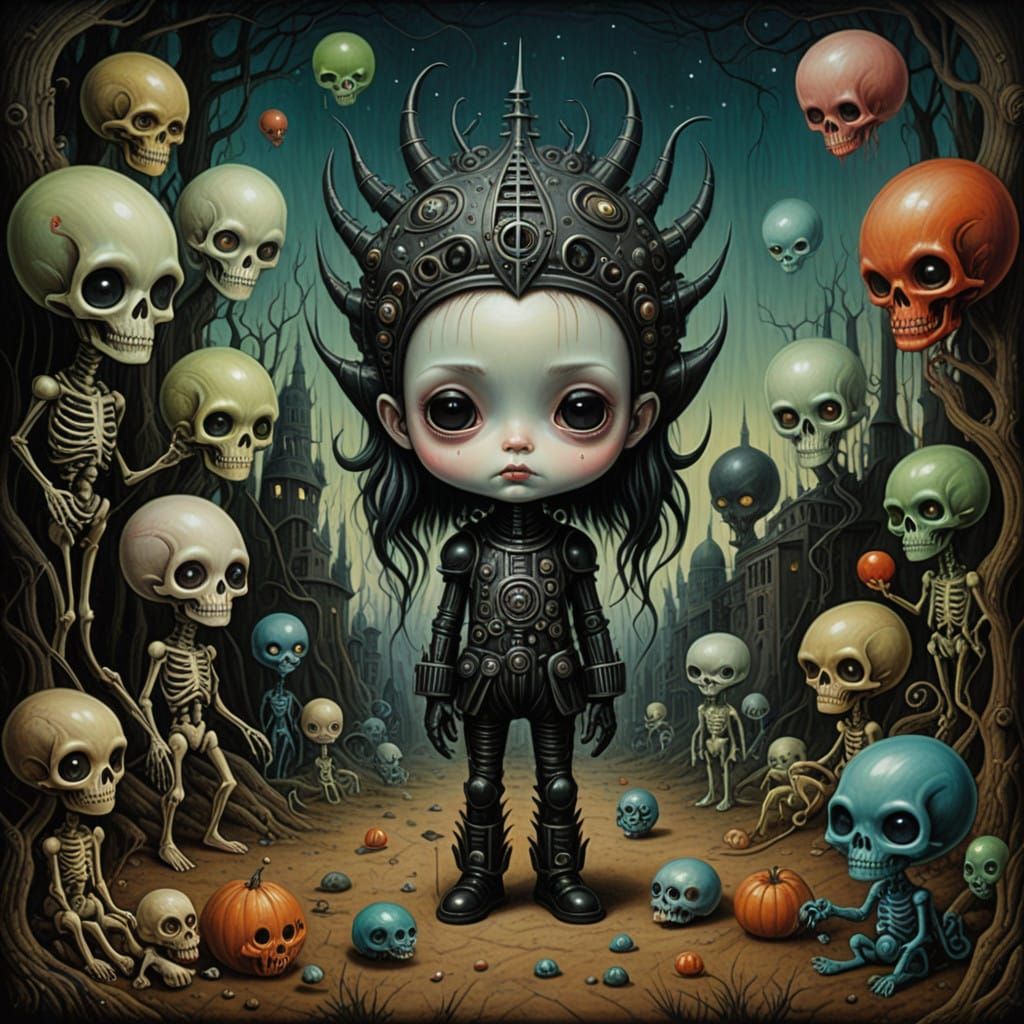 Child's Fantastical Drawing in Crayon and Marker