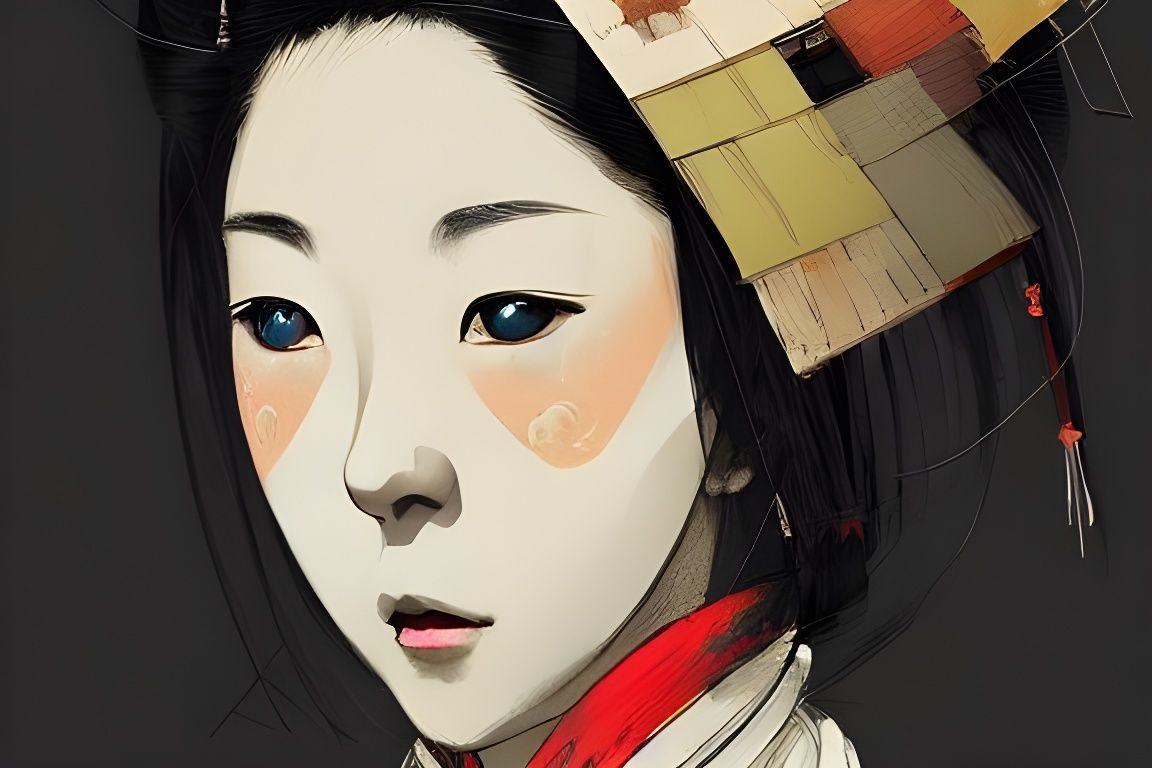 Geisha Portrait in Studio Ghibli Style