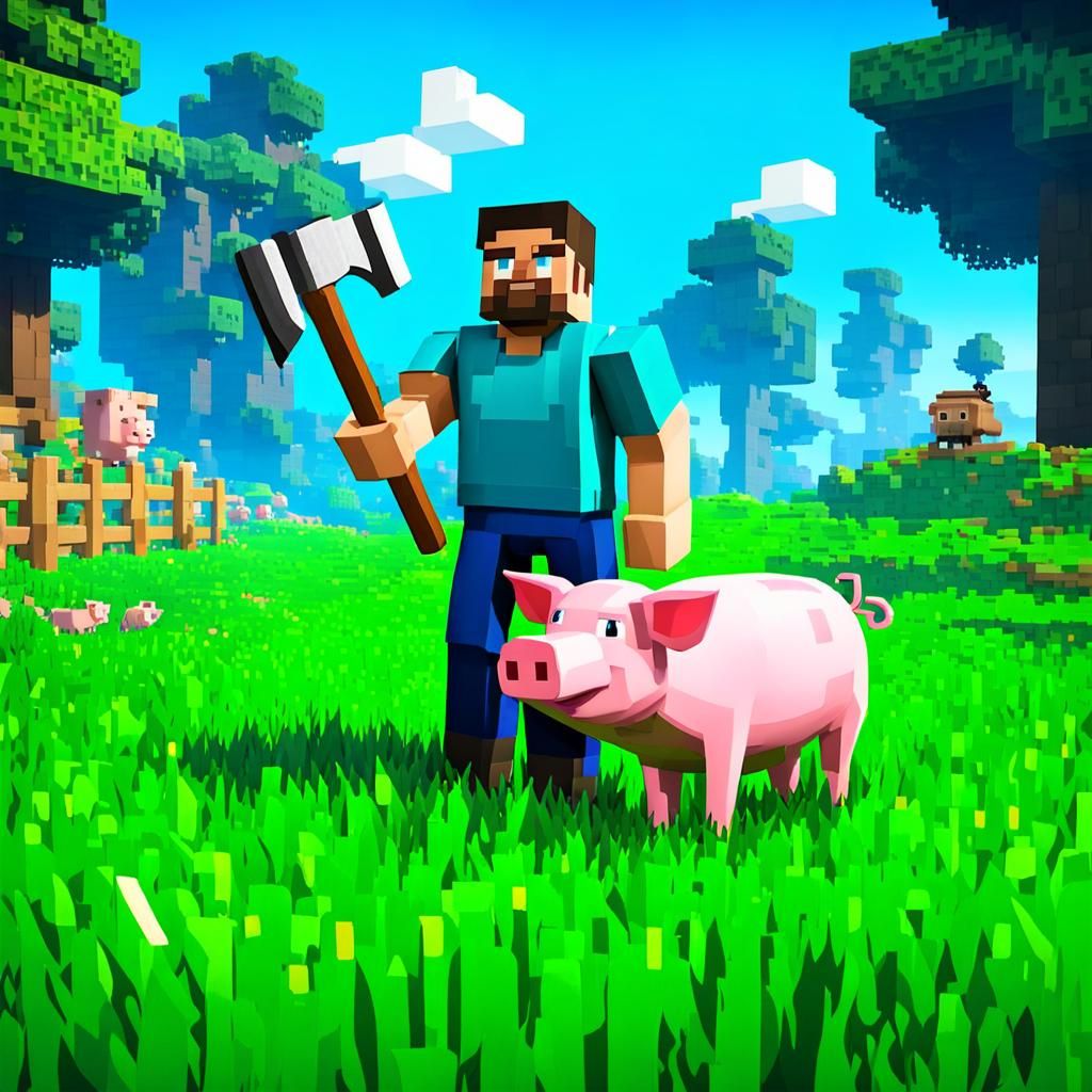 Minecraft Steve Character on a Sunny Day