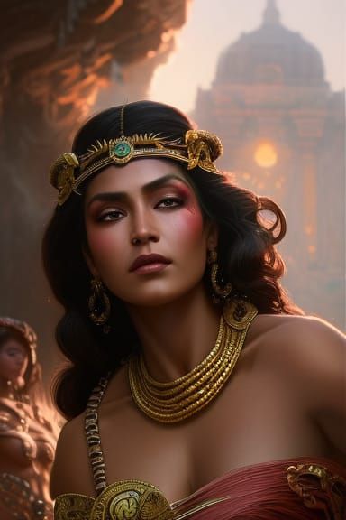 Malinalxochitl: Aztec Goddess Portrait in Digital Art