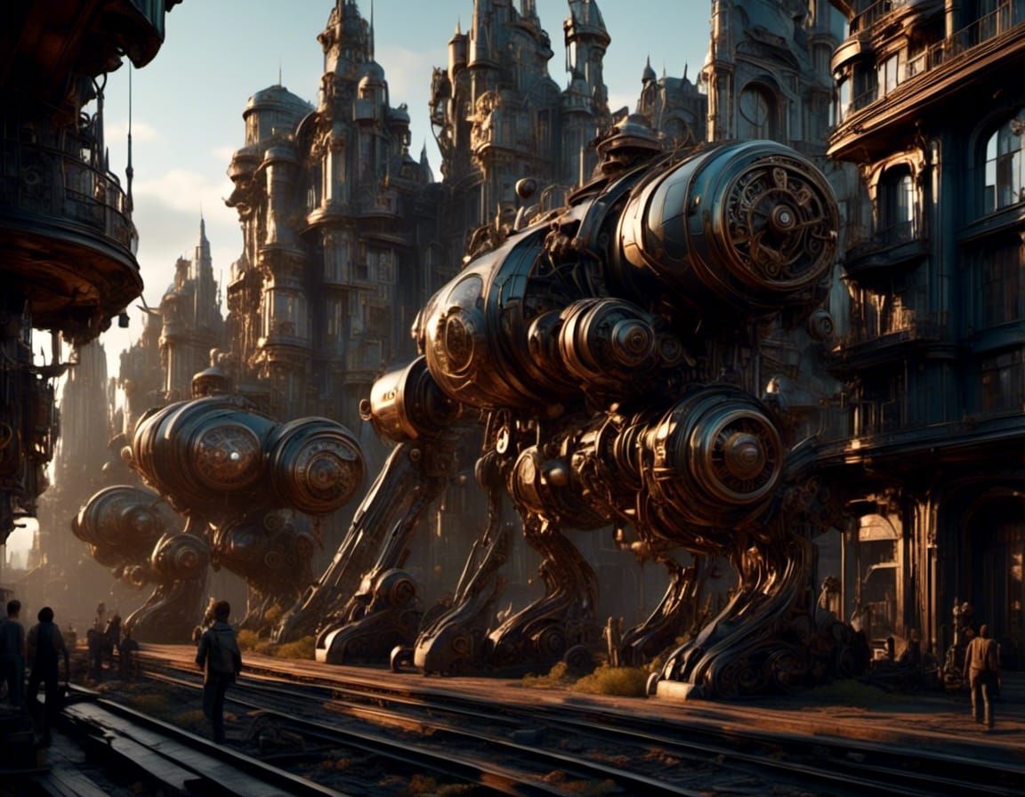 Mechs Clash in Futuristic Cityscape