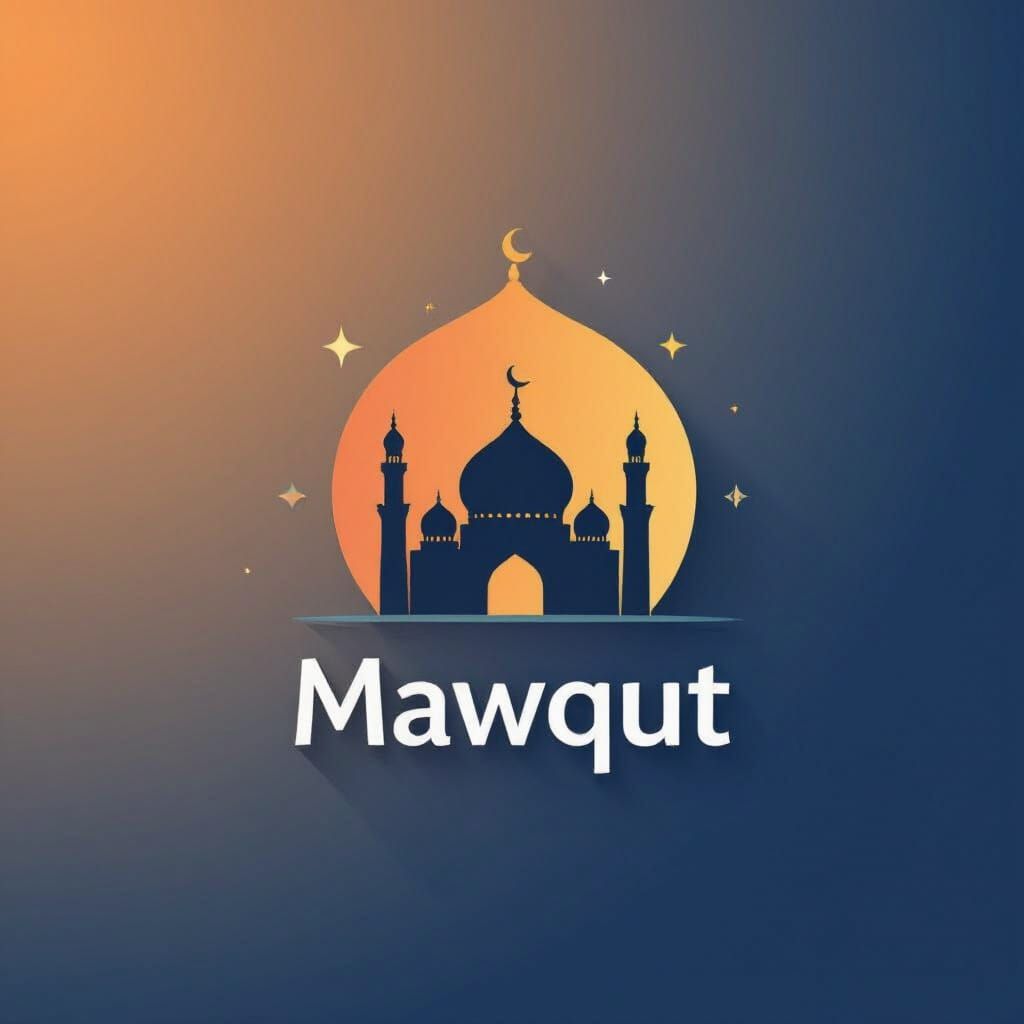 Mawqut Logo with Mosque Icon in Flat Design Style