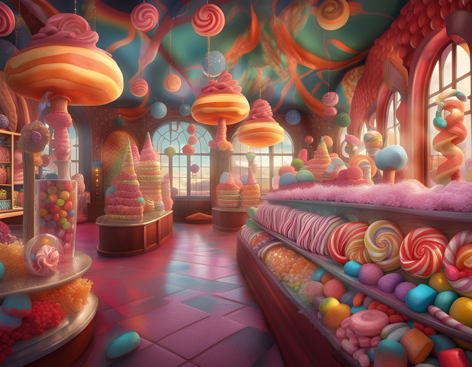 Whimsical Candy Shop Aisle in Polychromatic Fantasy