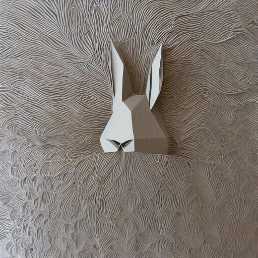 Rabbit in Papercraft World with Intricate Folds