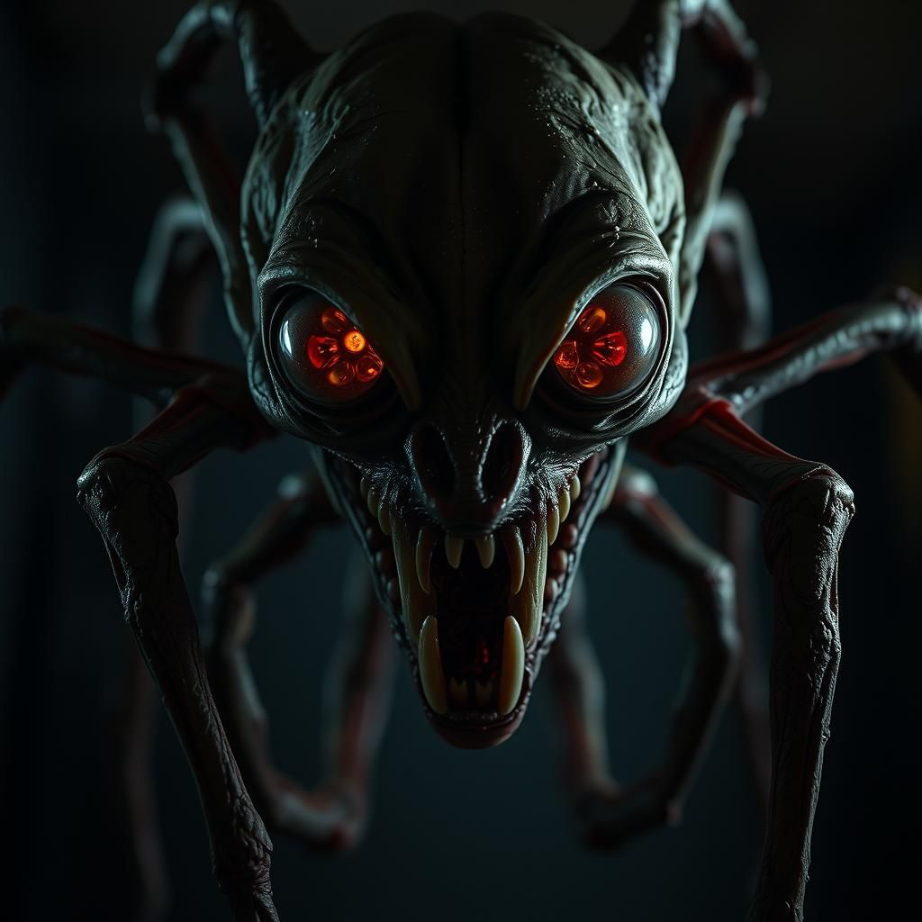 Grotesque Four-Eyed Horror Stares Intensely