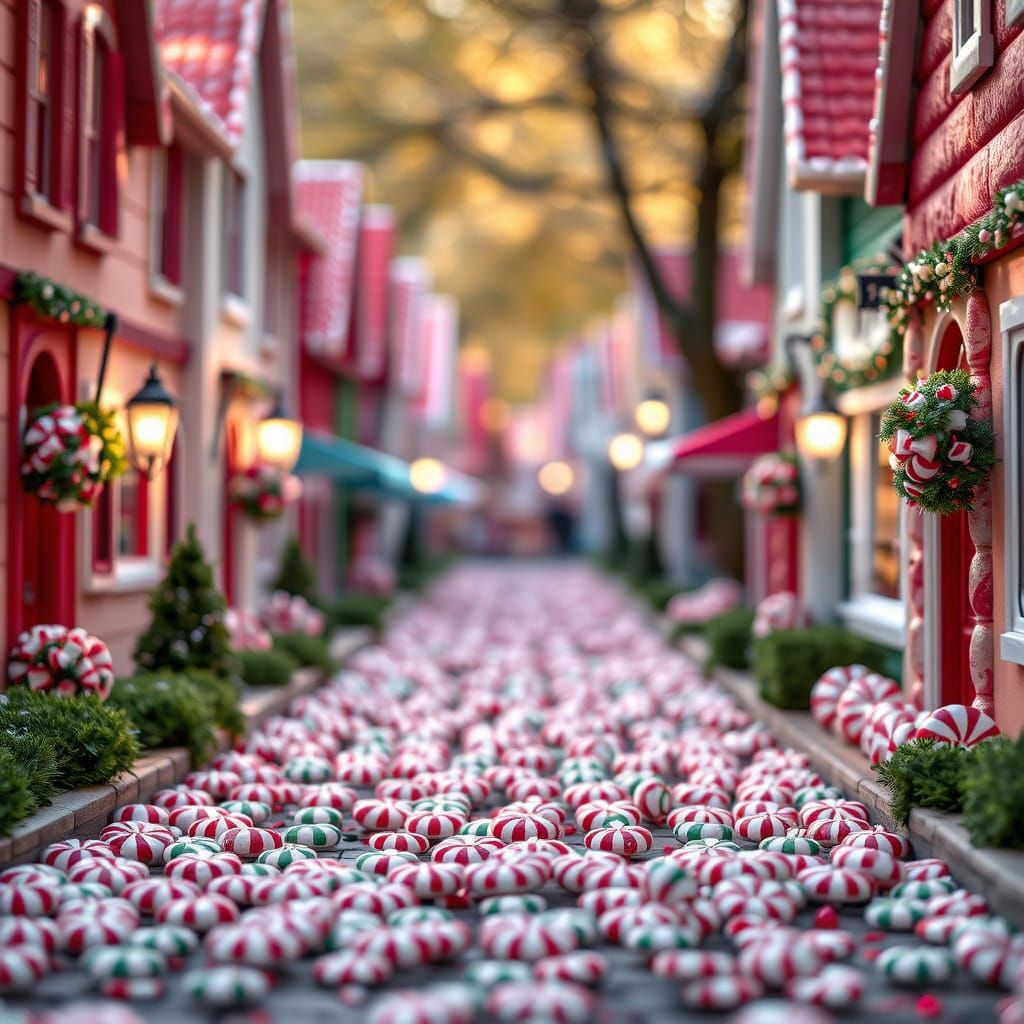 Whimsical Candy Village Under Natural Light