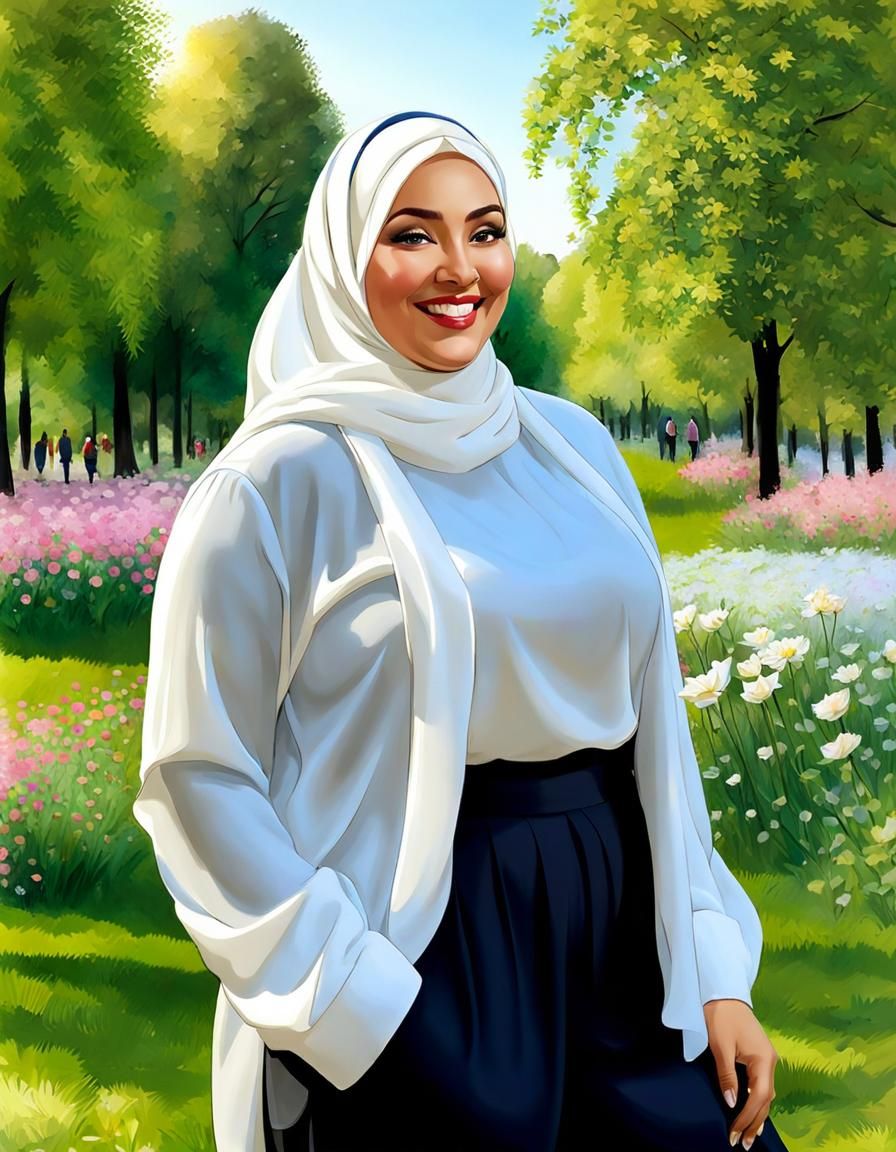Smiling Woman in Hijab Enjoying Park