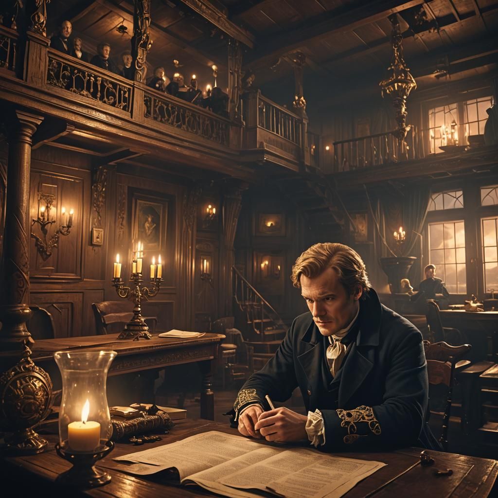 Hamlet Reading Letter in Ship Cabin, Cinematic Still