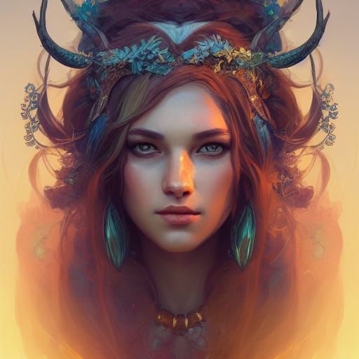 Detailed Portrait of a Druid Queen in Unreal Engine