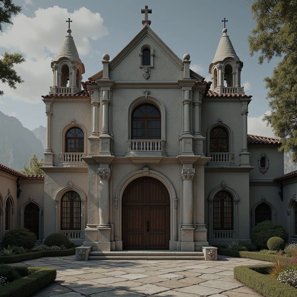 Medieval Architecture House with Roman Cement