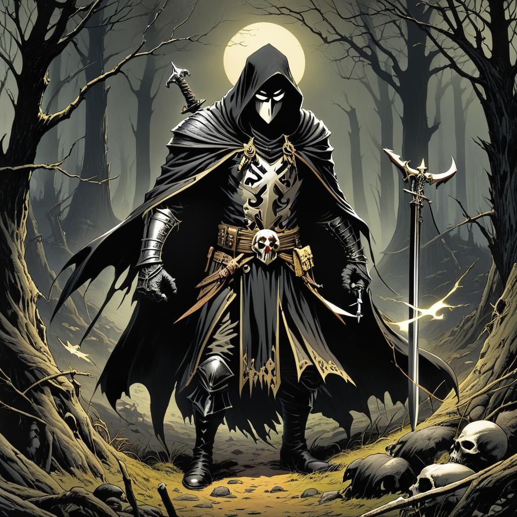 Grimdark Fantasy Art in Macabre Style