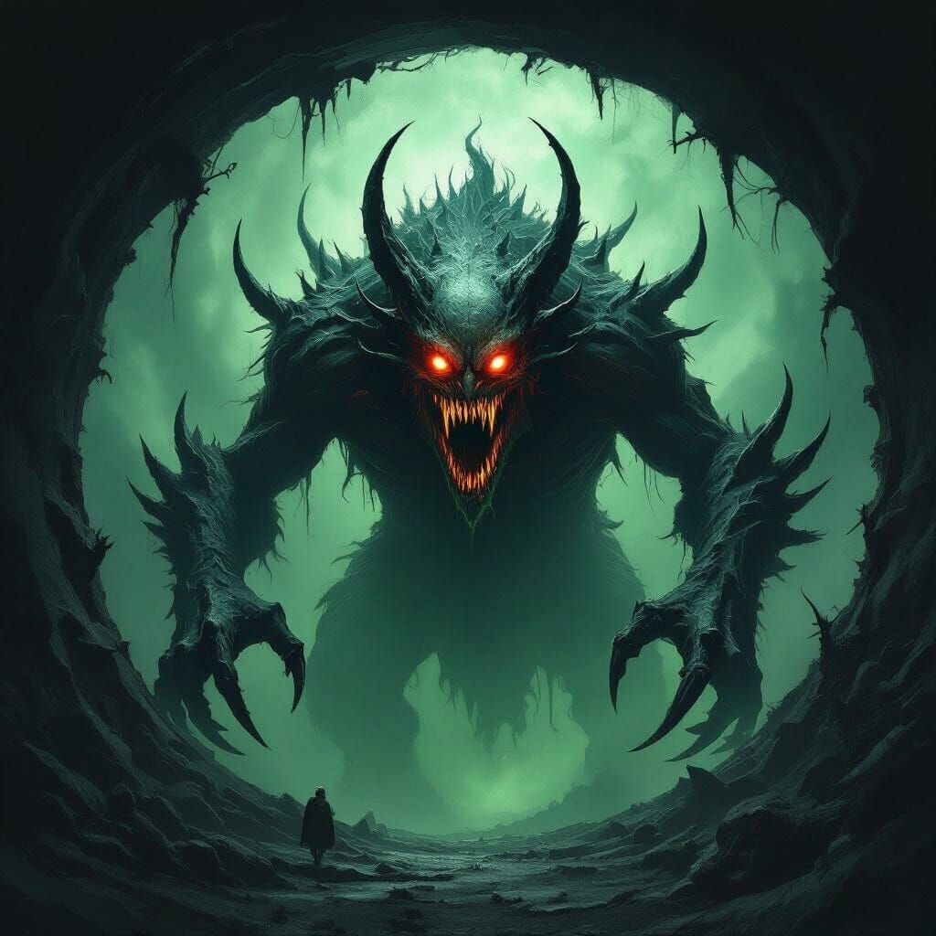 Grotesque Monster Emerges From Shadow Vortex