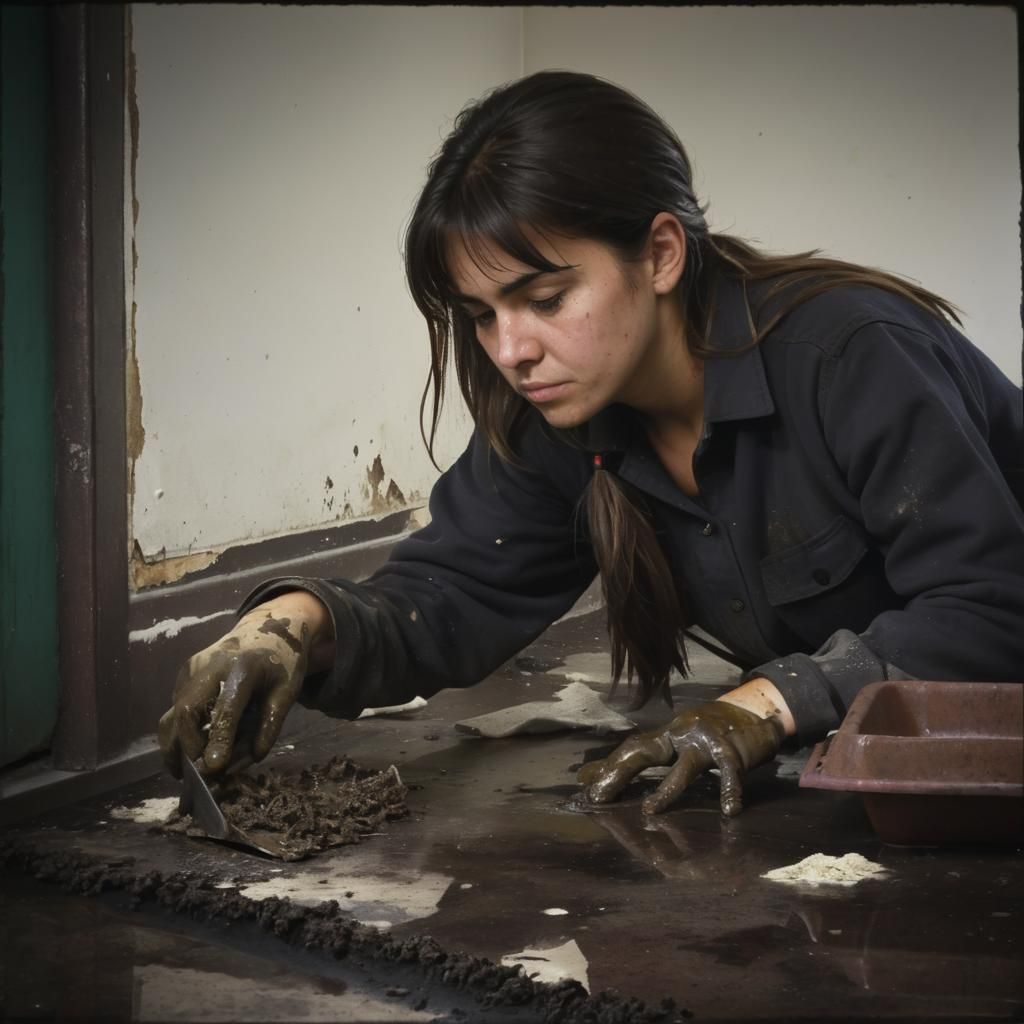 Claudia Cleans a Very Filthy Floor