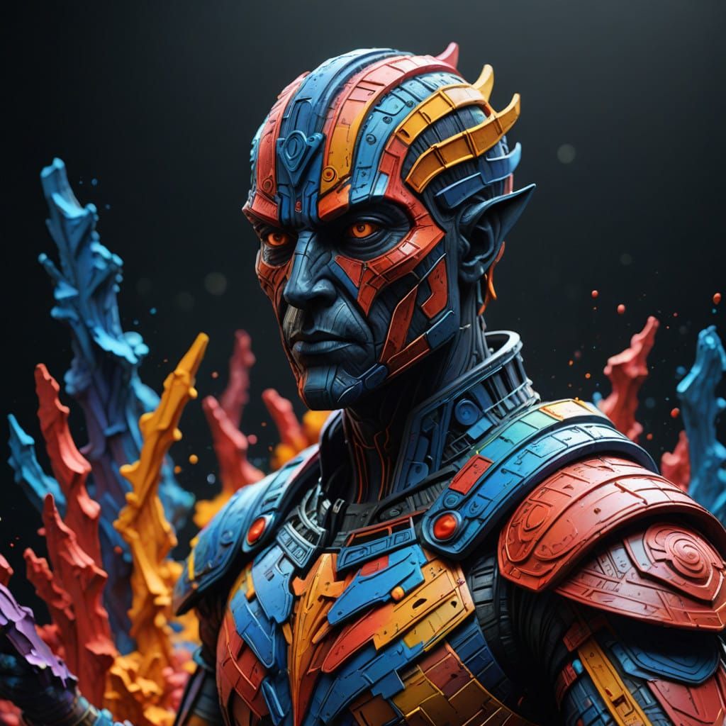 Figure made from crayon sticks