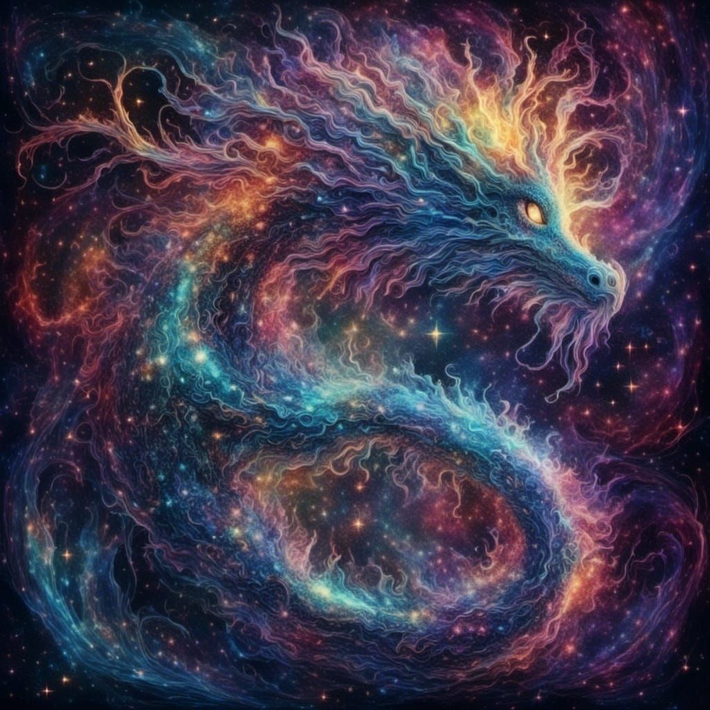 Polychromatic Cracked Glass Nebula Dragon