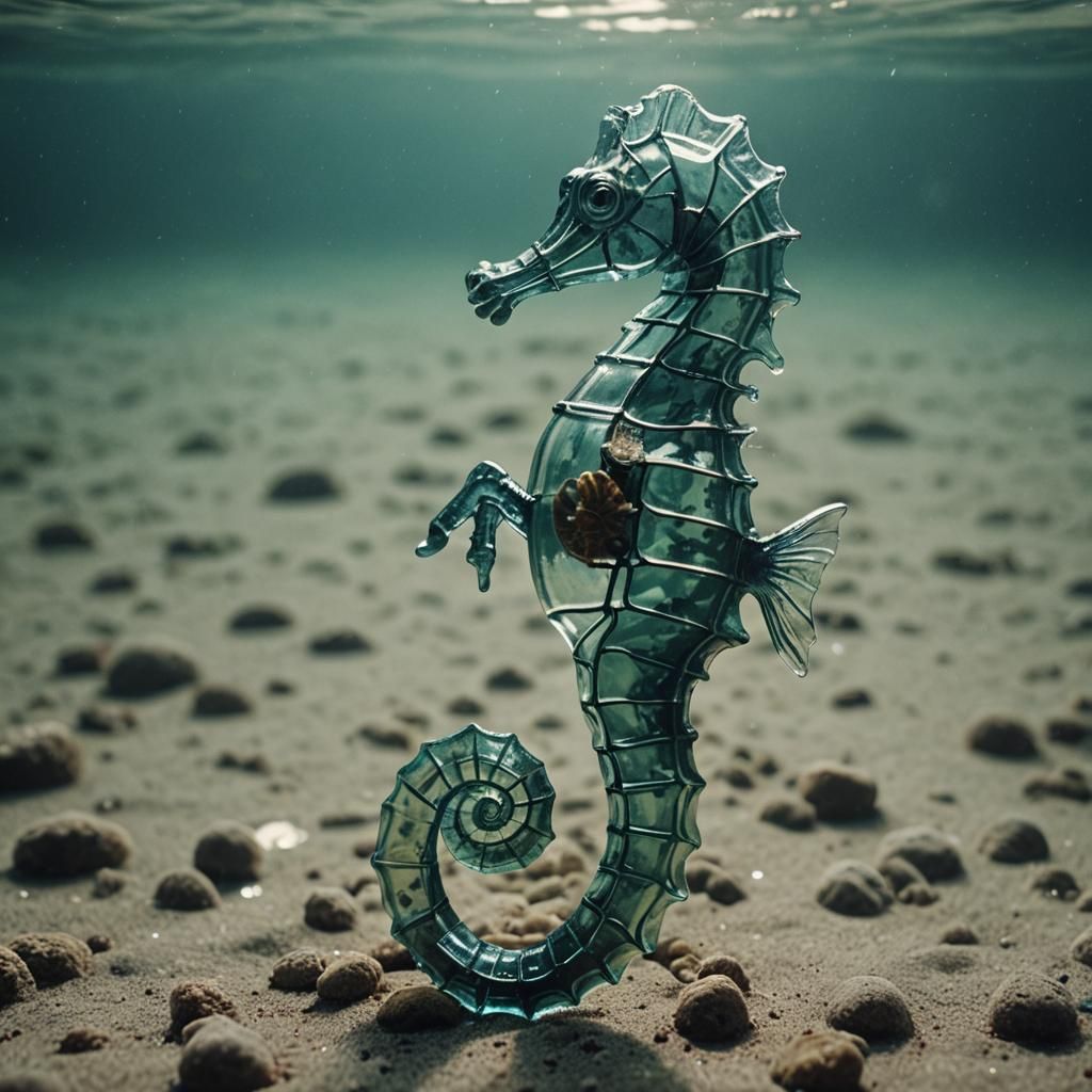 Glass Seahorse in Cinematic Film Style
