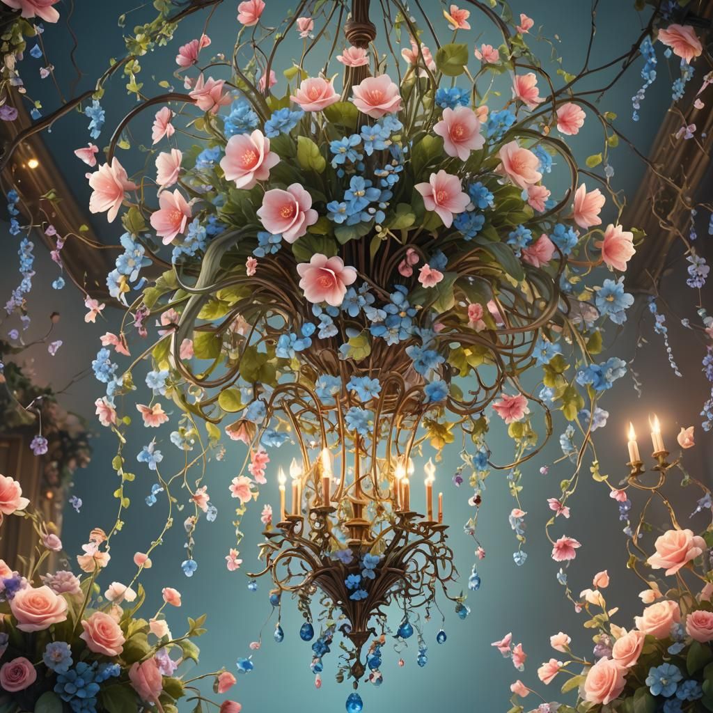 Ethereal Floral Chandelier in a Dreamy Fantasy Concept