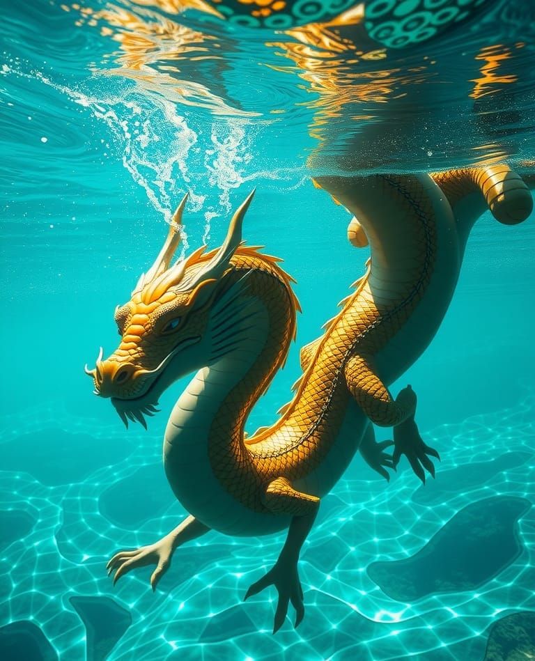 Dragon Sinking Deep into Lagoon, Holding Breath