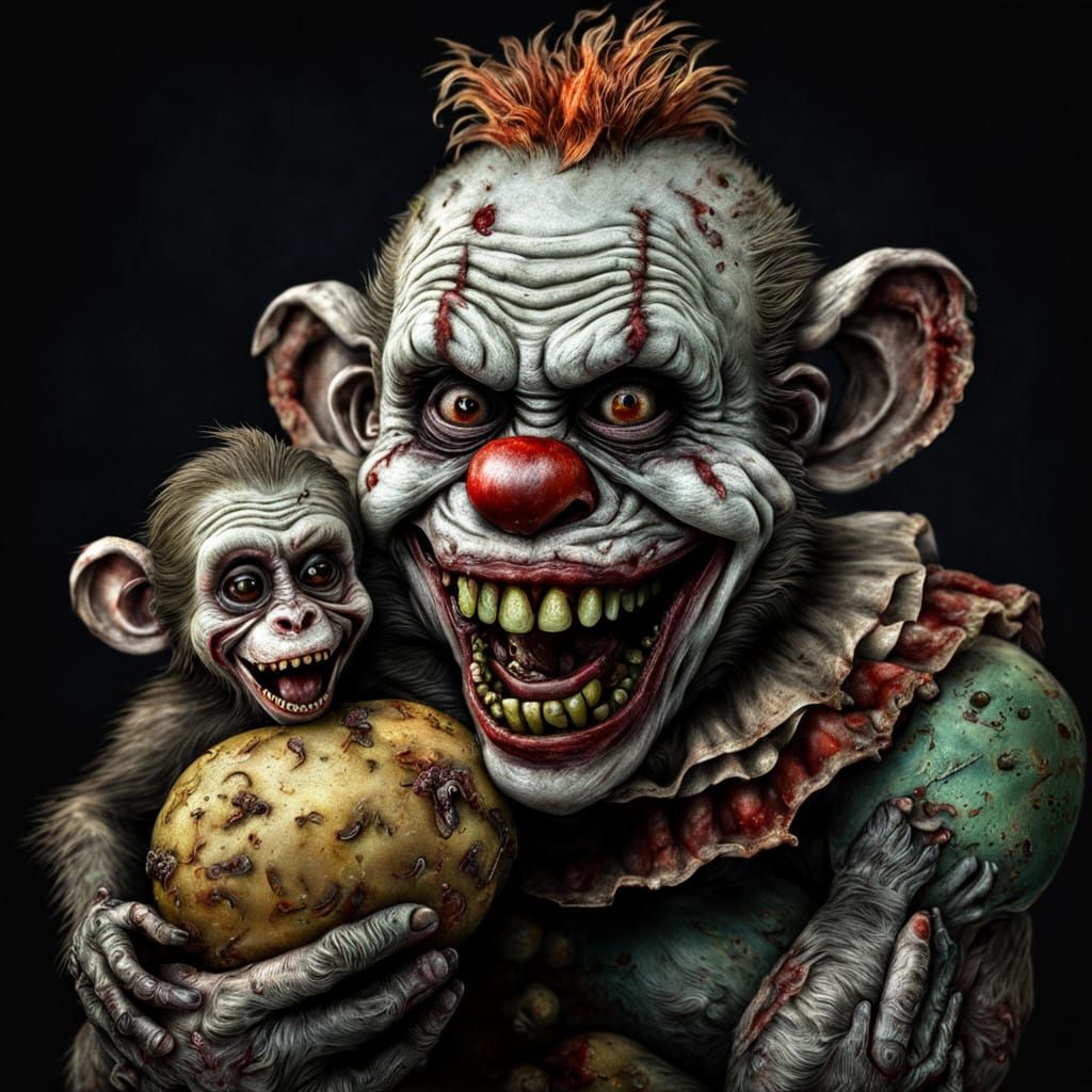 Cyberpunk-Style Hybrid Creature Mother and Child