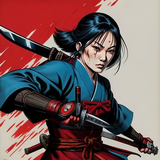 Lady Snowblood: Japanese Girl in Pop Art Comic Scene