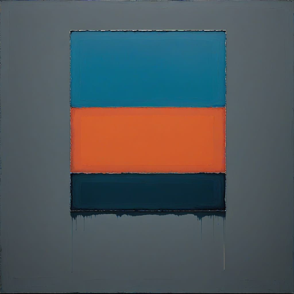 Rothko-Inspired Abstract Art on a Grey Blue Sea with Neon Ac...