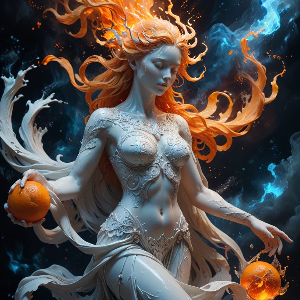 Ice and Fire Goddess Digital Painting