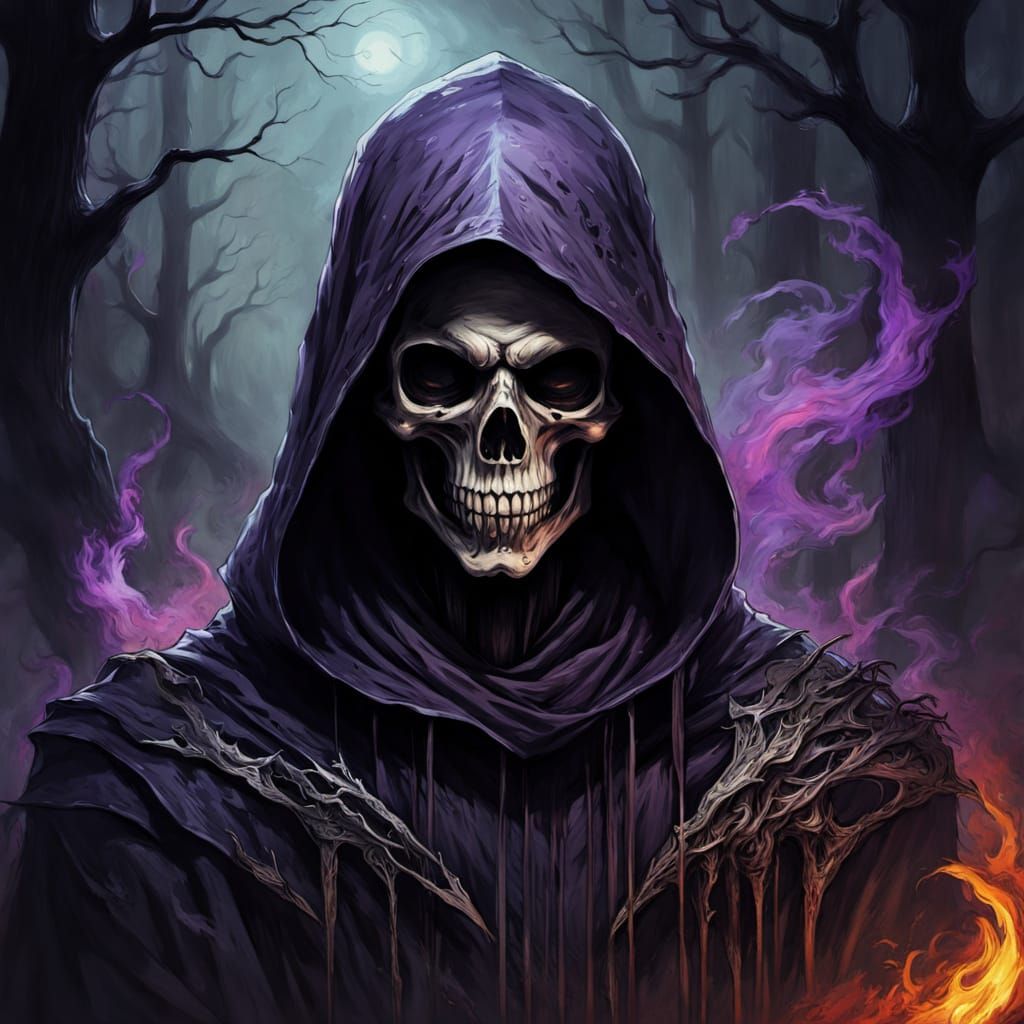 Gothic Grim Reaper in Vibrant Oil Painting