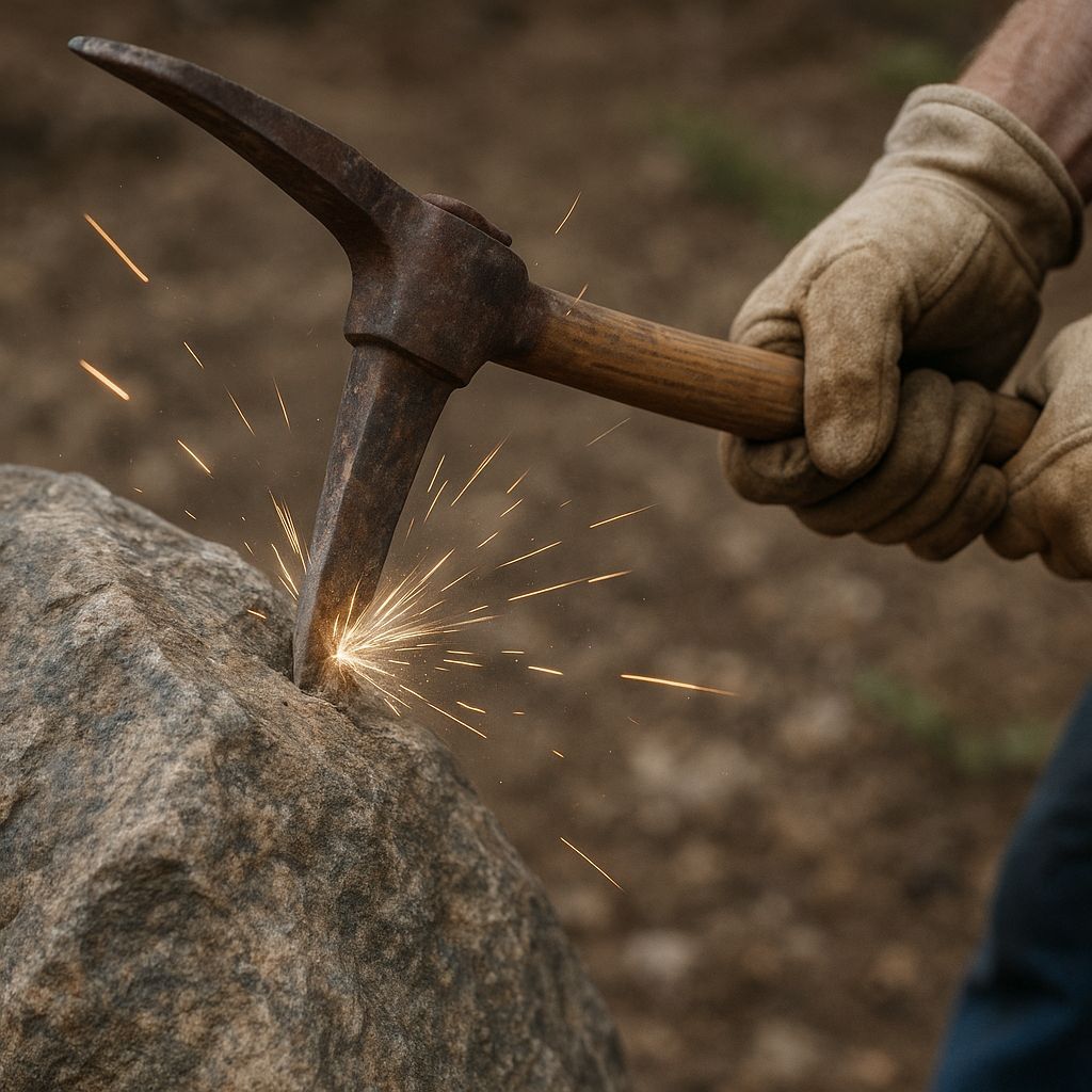Pickaxe Bouncing Off Rock While Working