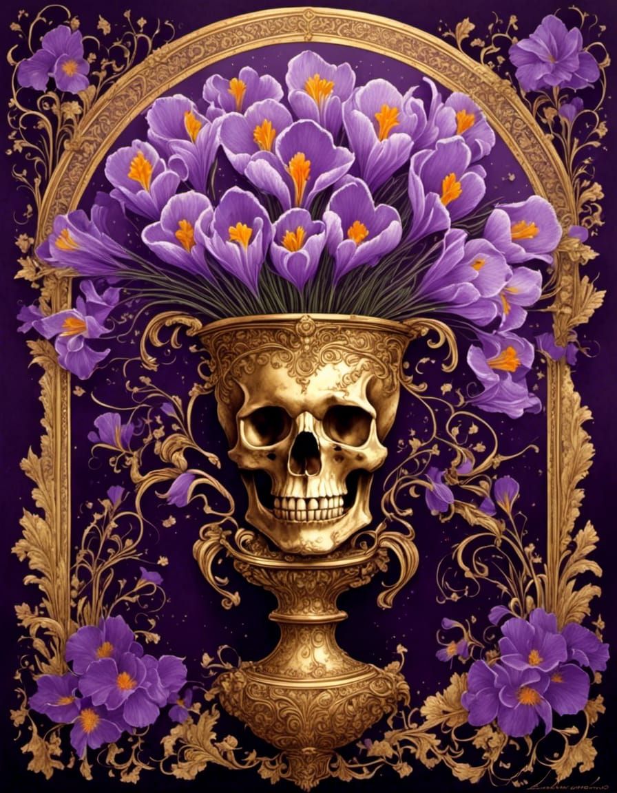 Persephone with Golden Acanthus Vase Painting