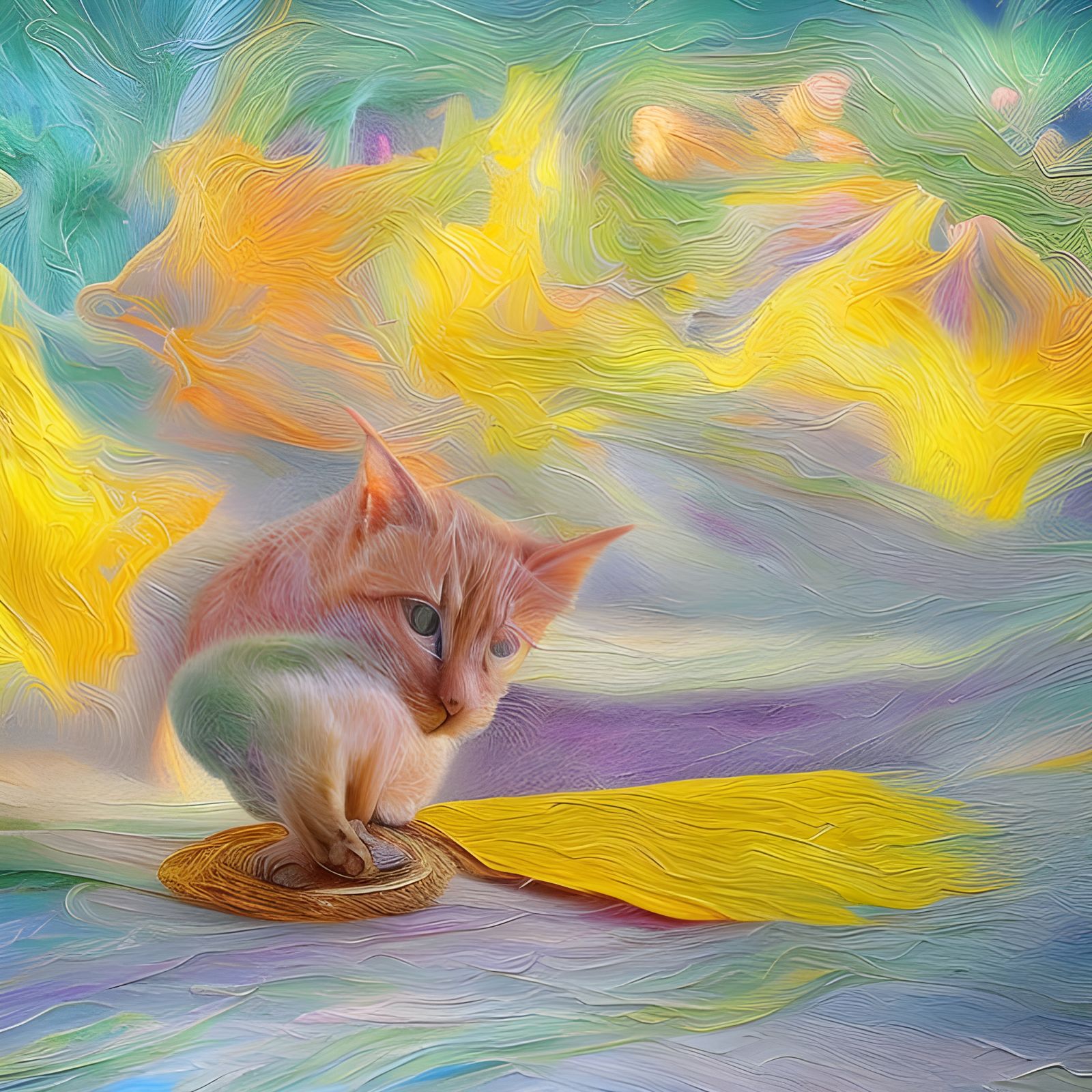 Cats on Antique Furniture in Surrealist Style