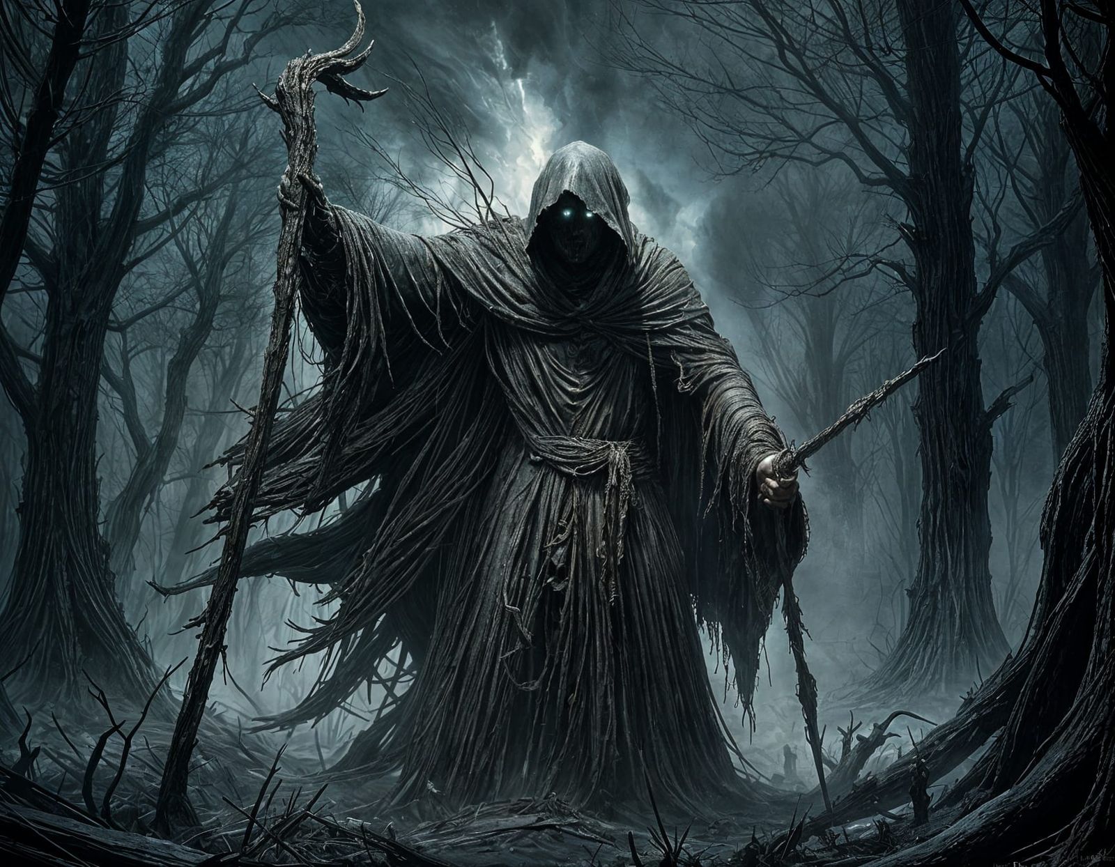 Eerie Hidden Face Logo in Horror Illustration Style