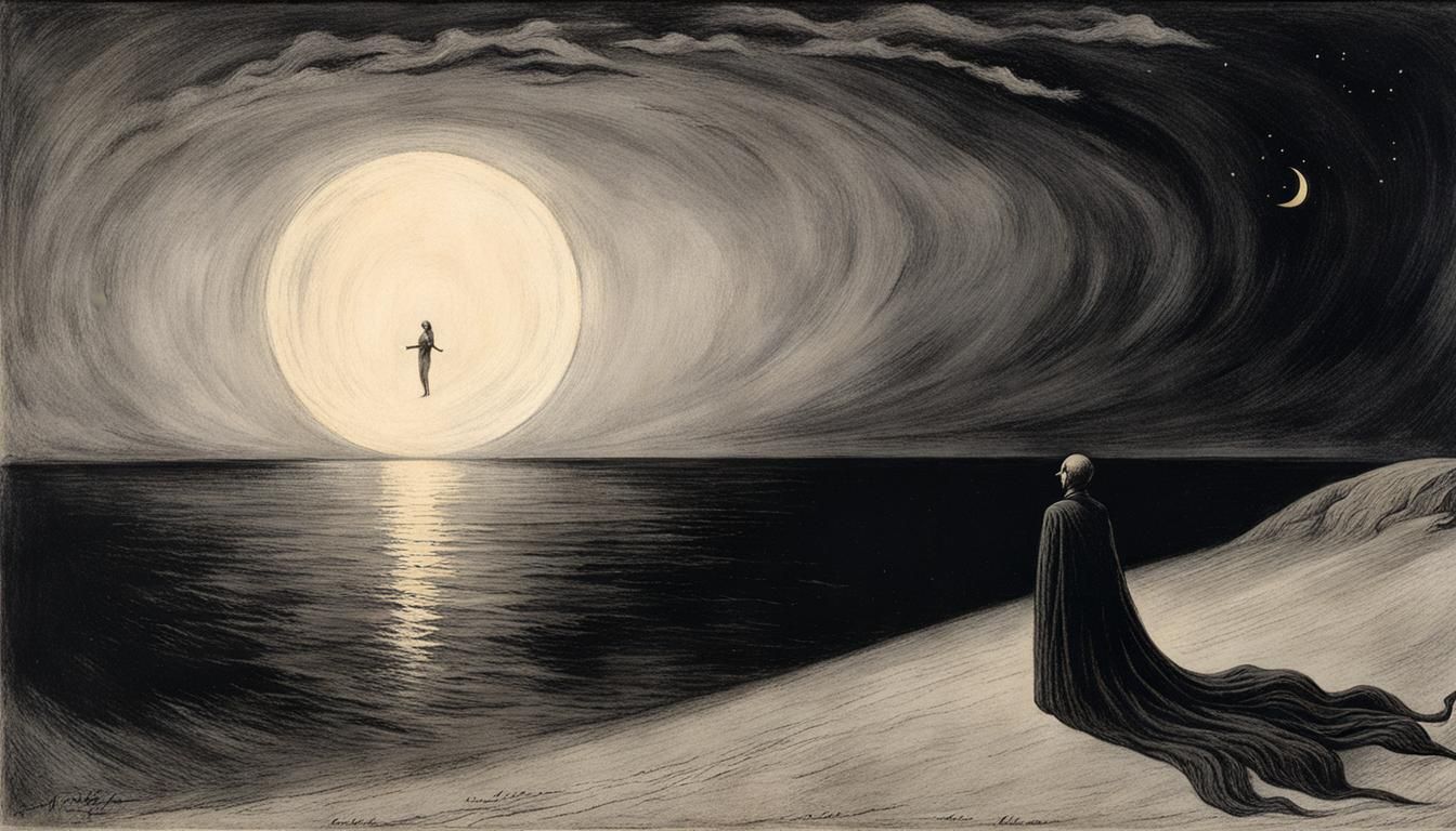 Dreamlike Symbolist Composition in Kubin Style