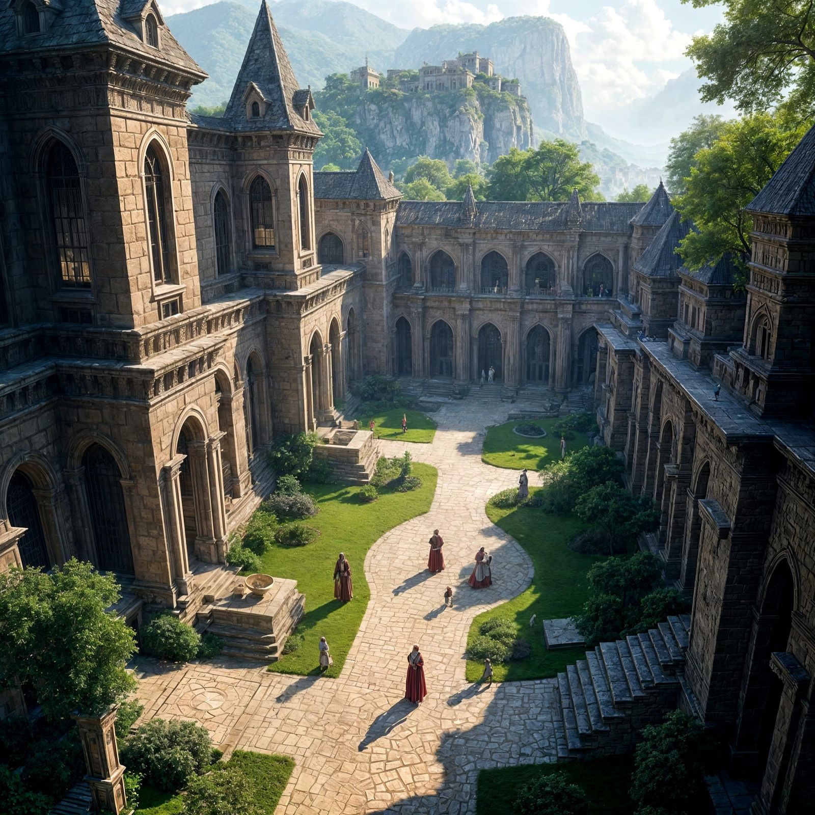 Annastar Libraries: Bird's Eye View in Dark Fantasy Style