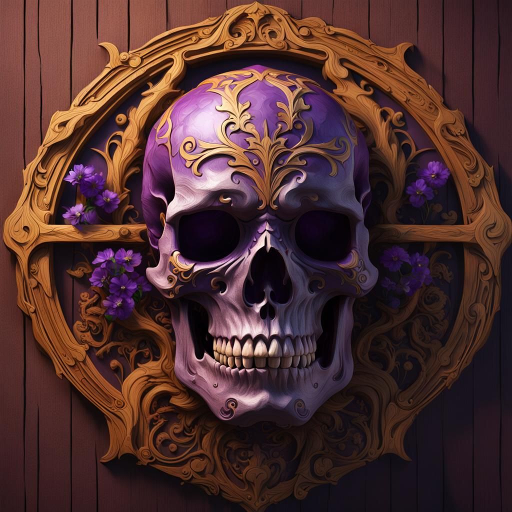 Dark Fantasy Wooden Skull with Dynamic Lighting