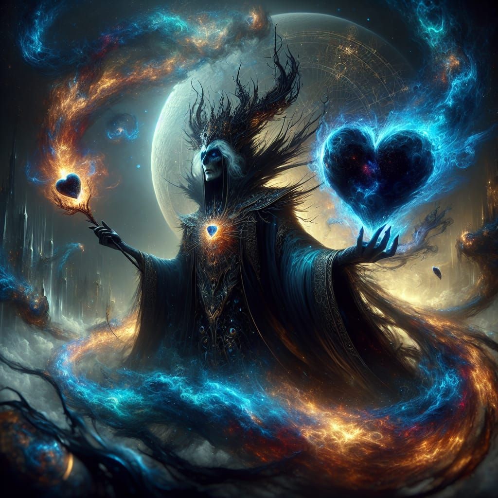 Dark Fantasy Warlock with Black Flame Heart