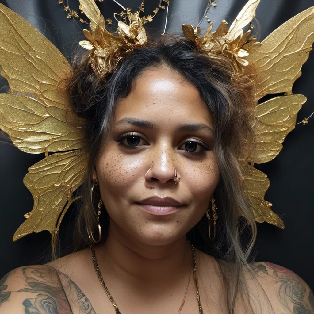 Ethereal Fairy with Gold Wings, Digital Art