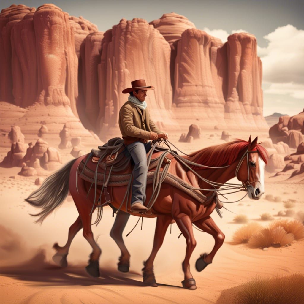 Wild West Cowboy and Post Wagon