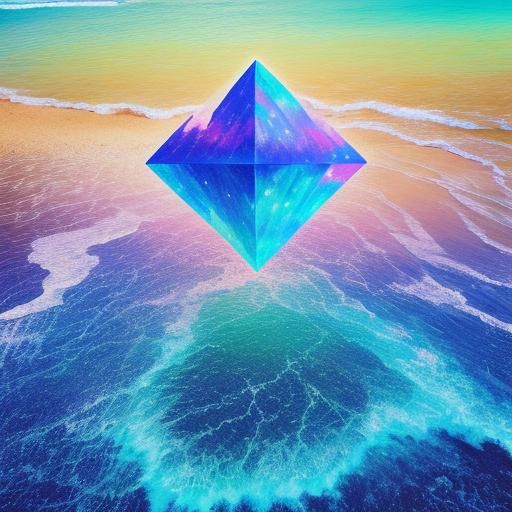 Prismatic Beach: Holographic Astral Cosmic Illustration