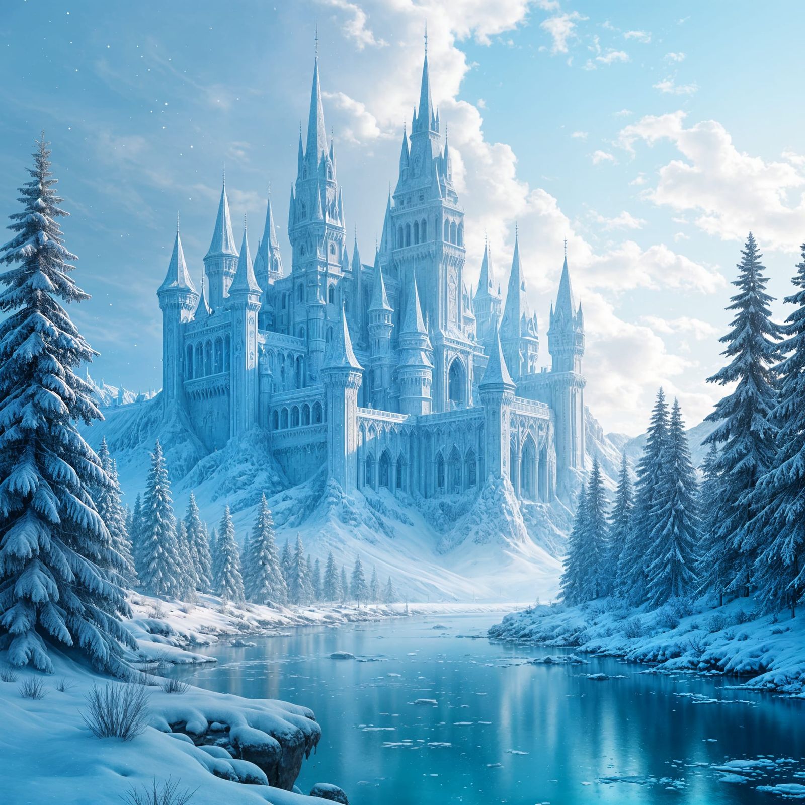 Ethereal Ice Castle in Winter Wonderland
