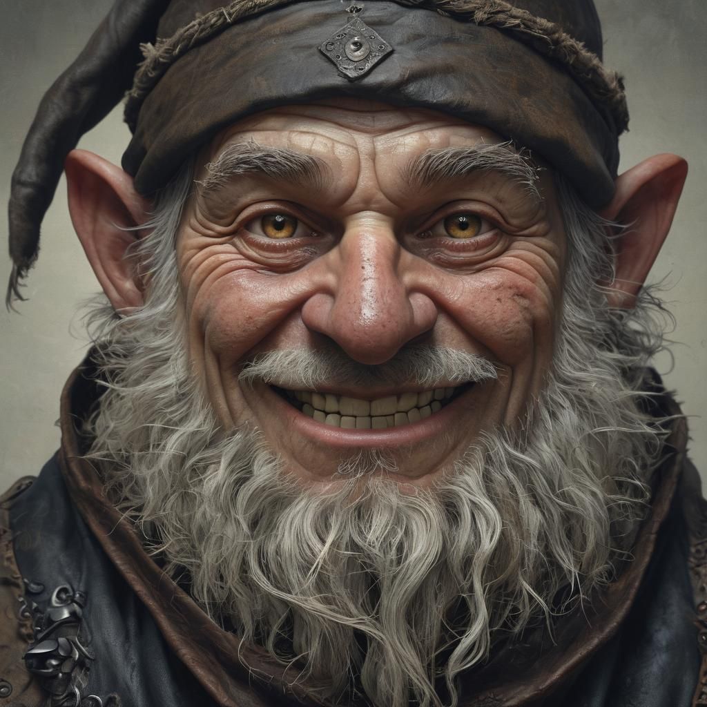 Grizzled Gnome Cleric Portrait in Gothic Art Style